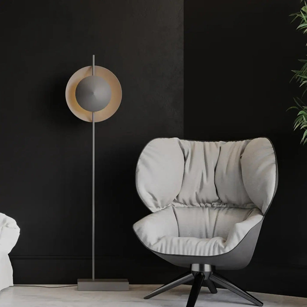 Lampadaire contemporain en métal avec globe central
