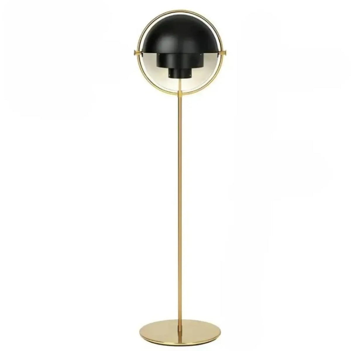 Lampadaire en métal chromé à abat-jour sphérique, quatre coloris, noir