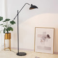 Lampadaire contemporain en métal à tête orientable, noir ou doré, noir