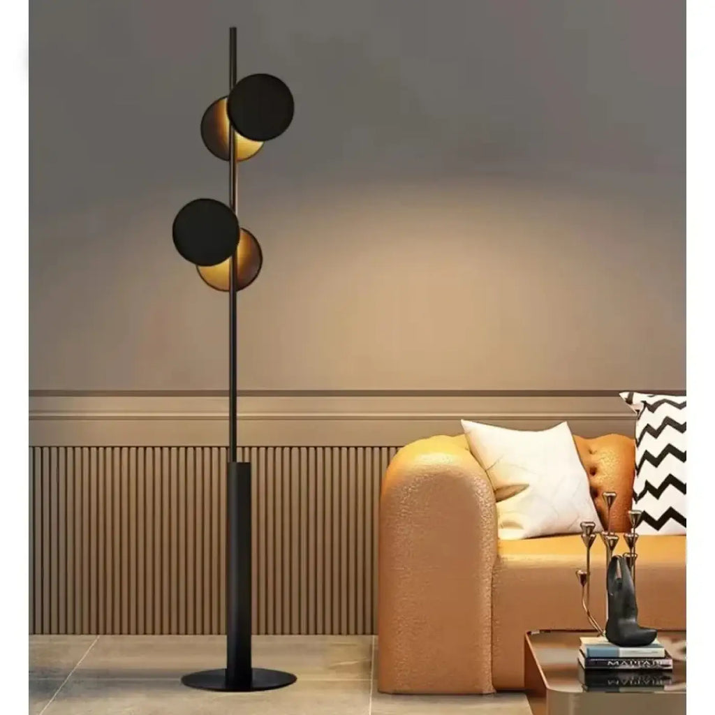 Lampadaire contemporain noir et doré