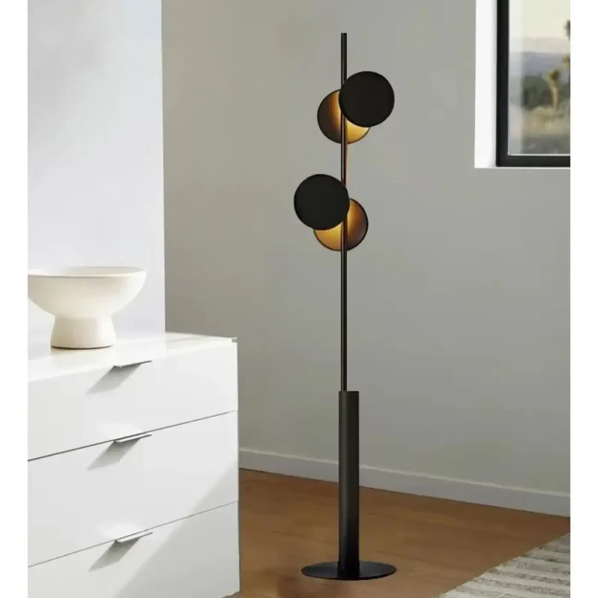 Lampadaire contemporain noir et doré