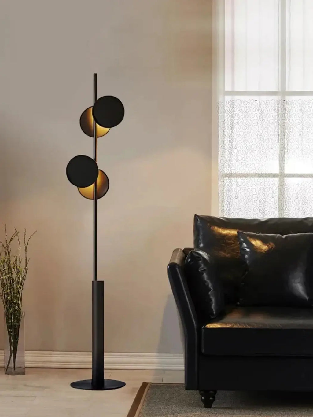 Lampadaire contemporain noir et doré