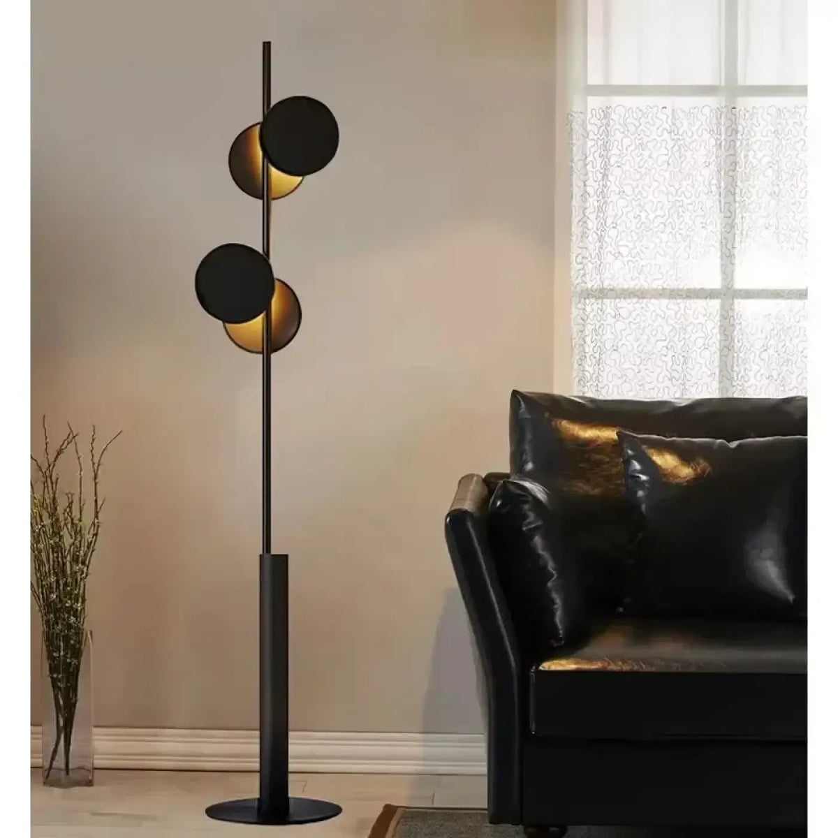 Lampadaire contemporain noir et doré