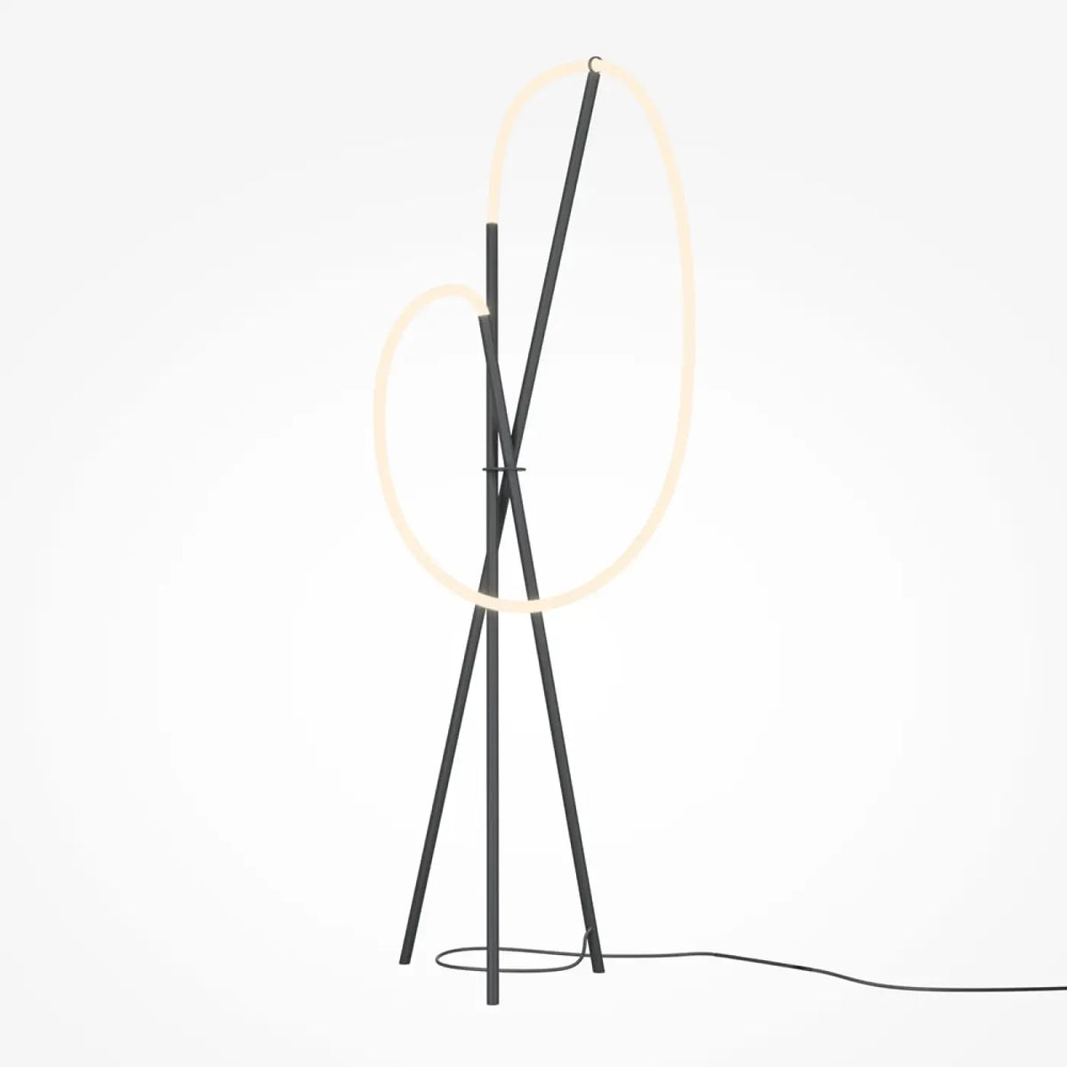 Lampadaire LED trépied en aluminium, diffuseur silicone façon crochet