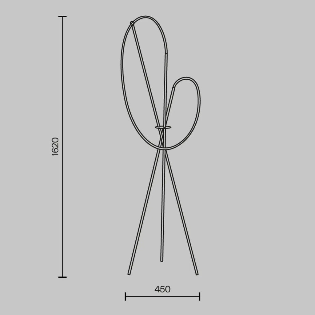 Lampadaire LED trépied en aluminium, diffuseur silicone façon crochet