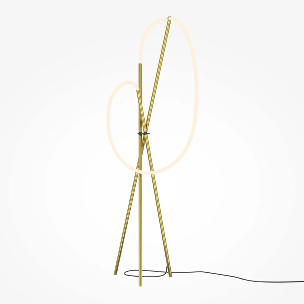 Lampadaire LED trépied en aluminium, diffuseur silicone façon crochet