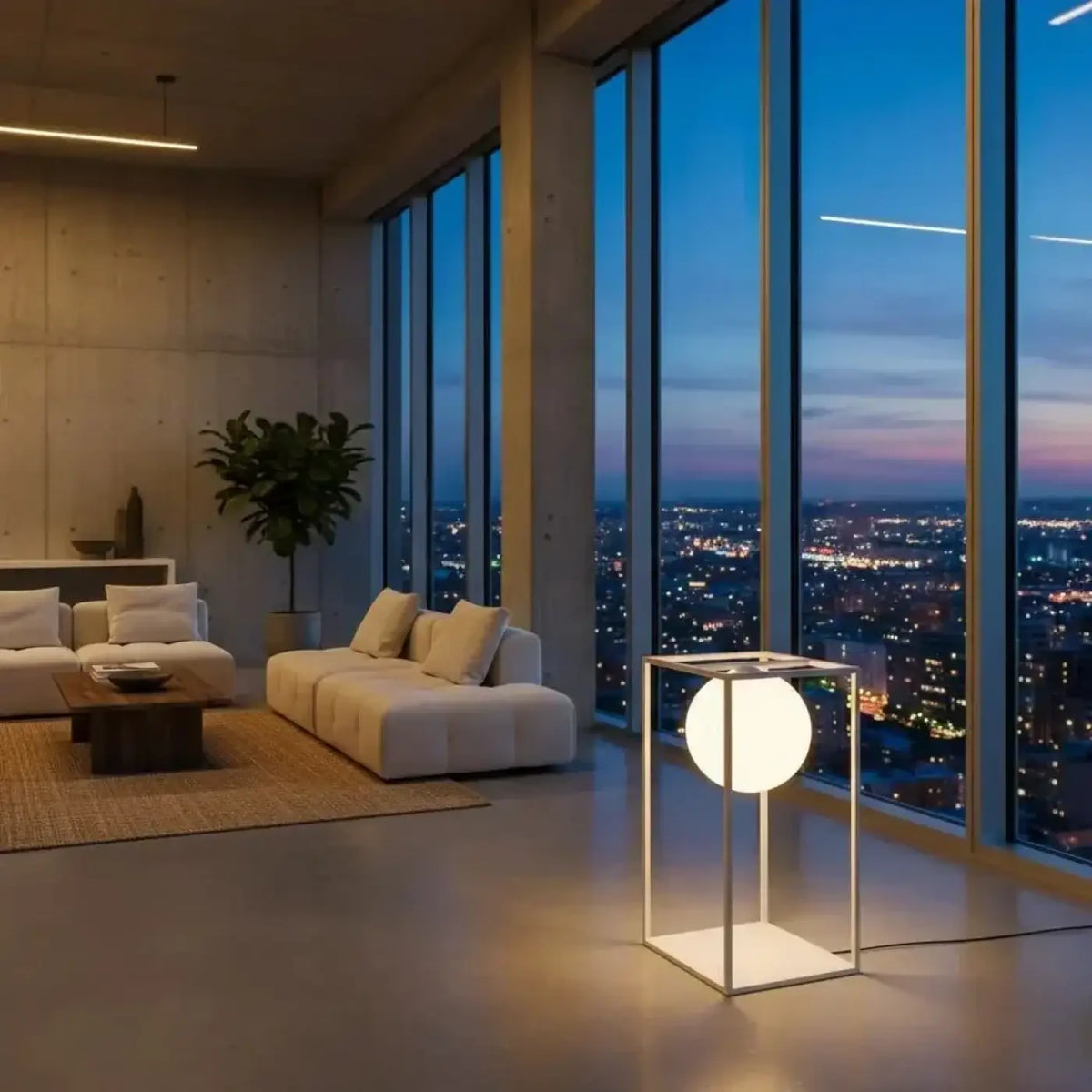 Lampadaire à cadre et globe en verre, 61,5 cm ou 145 cm