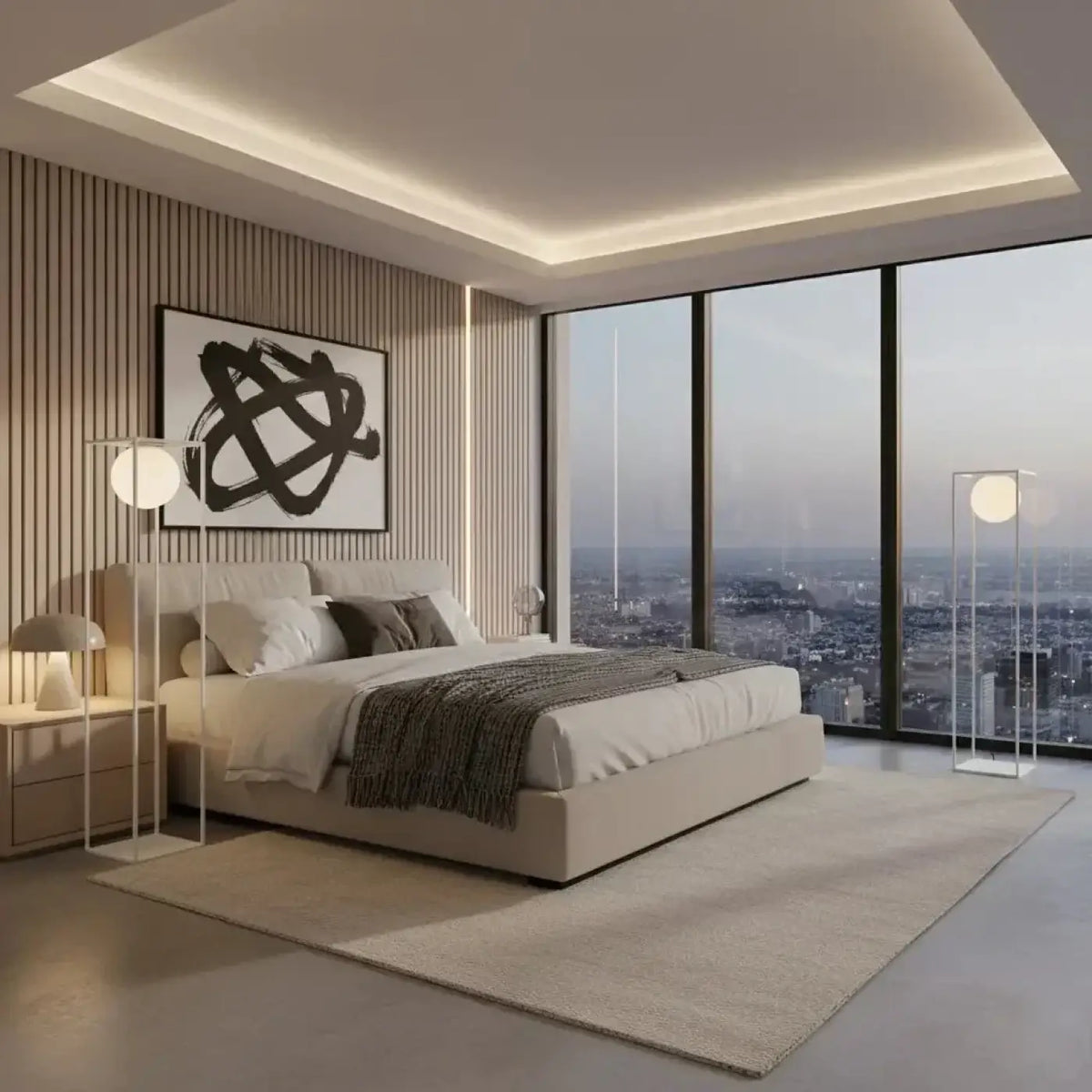 Lampadaire à cadre et globe en verre, 61,5 cm ou 145 cm