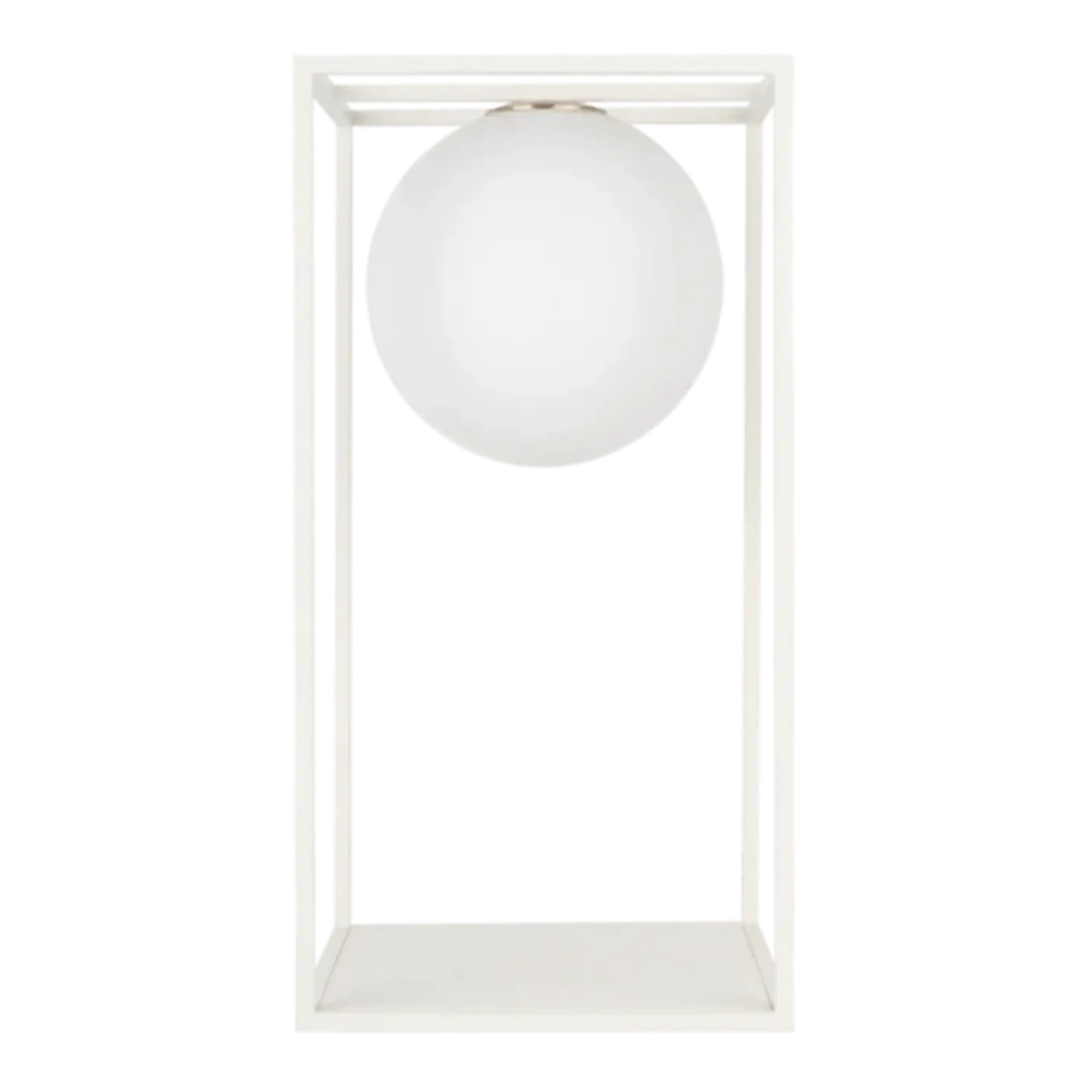 Lampadaire à cadre et globe en verre, 61,5 cm ou 145 cm, blanc