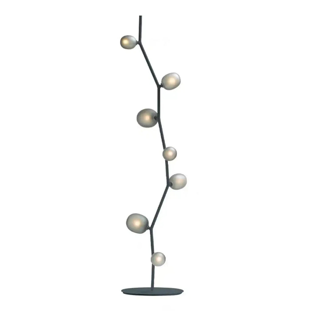Lampadaire en métal et globes de verre, blanc, noir ou rose