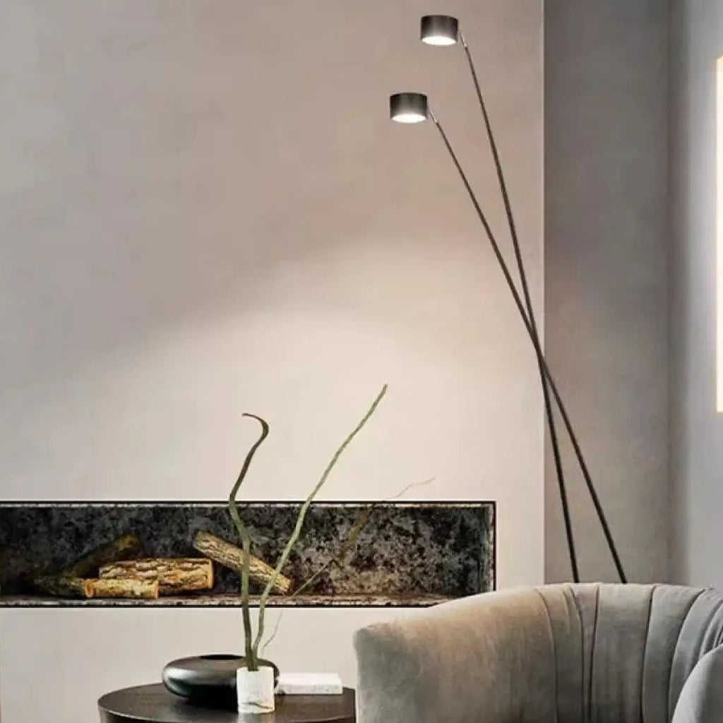 Lampadaire courbé à tête orientable, cinq tailles