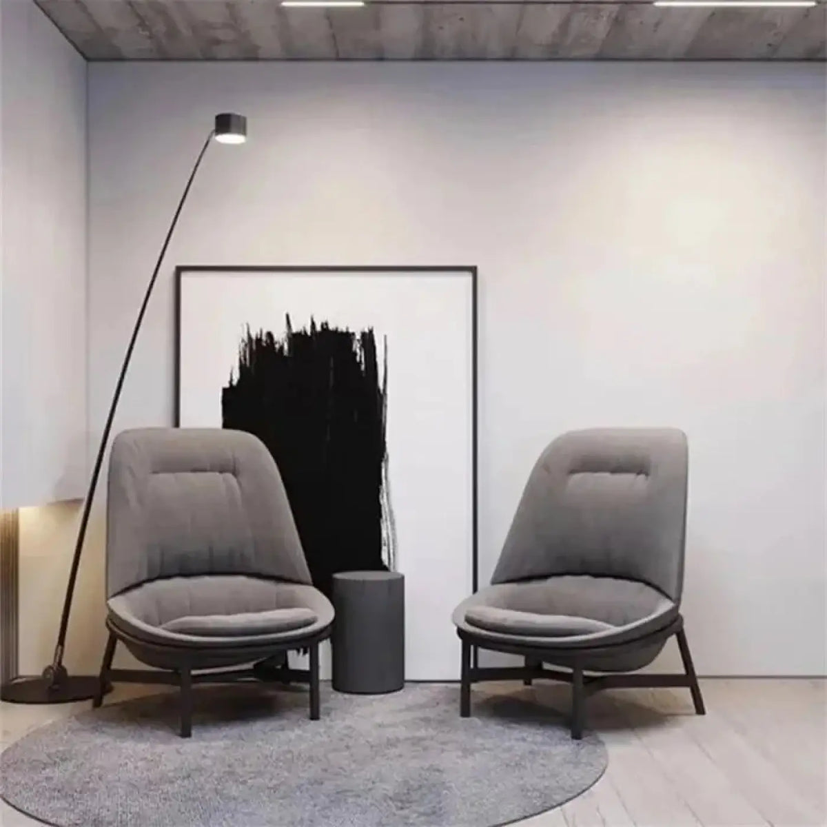 Lampadaire courbé à tête orientable, cinq tailles