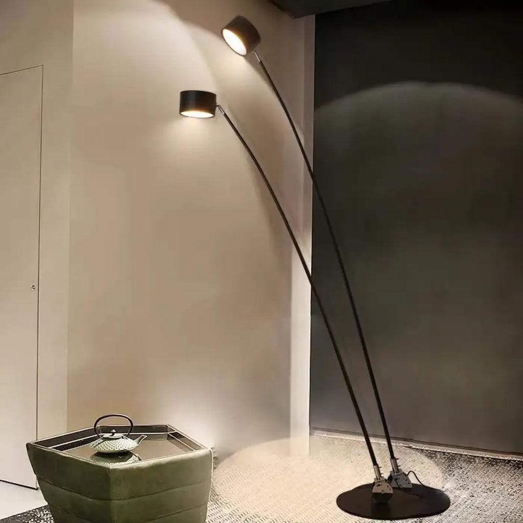Lampadaire courbé à tête orientable, cinq tailles
