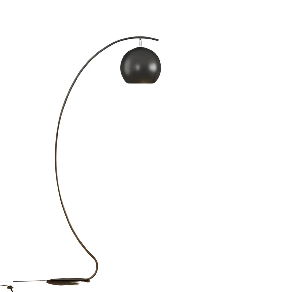 Lampadaire arc en demi-lune à abat-jour rond, jaune ou noir, noir