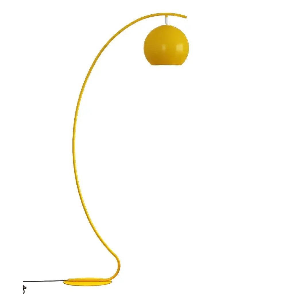 Lampadaire arc en demi-lune à abat-jour rond, jaune ou noir, jaune
