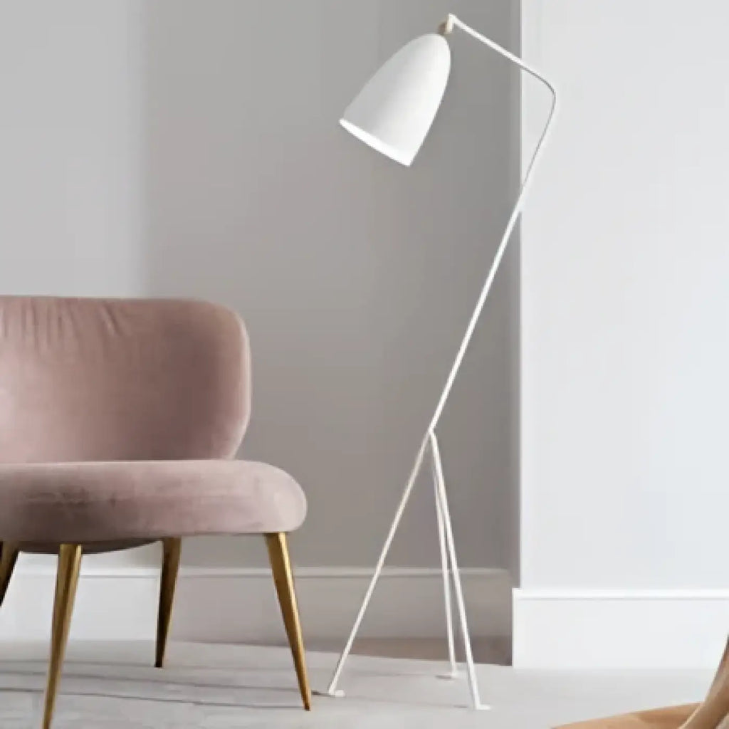 Lampadaire minimaliste à abat-jour conique, blanc ou noir, blanc