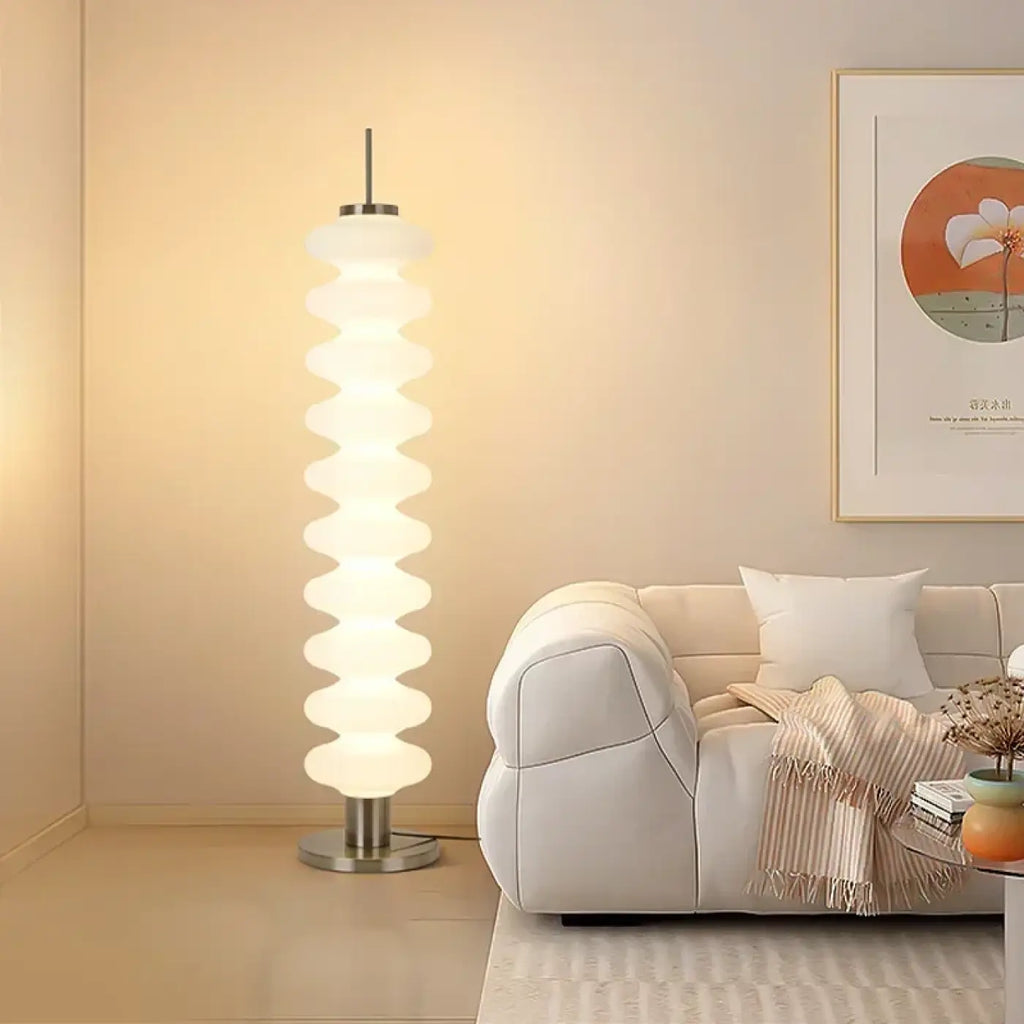 Lampadaire design ondulé blanc, version métal ou marbre