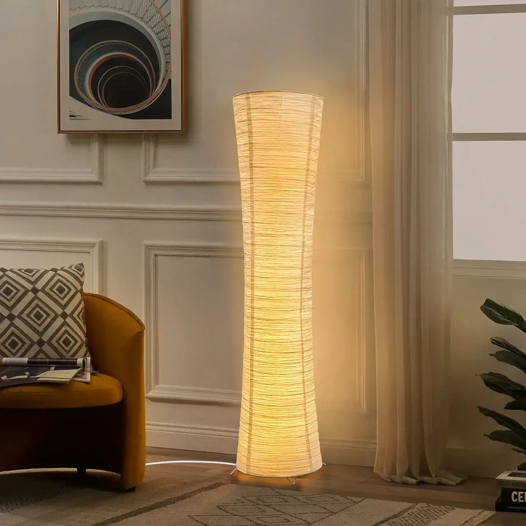Lampadaire en papier blanc, lumière douce et diffuse