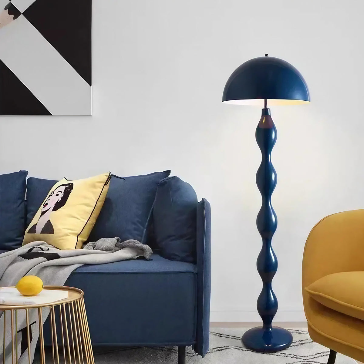 Lampadaire à corps ondulé, cinq coloris, blanc chaud ou froid