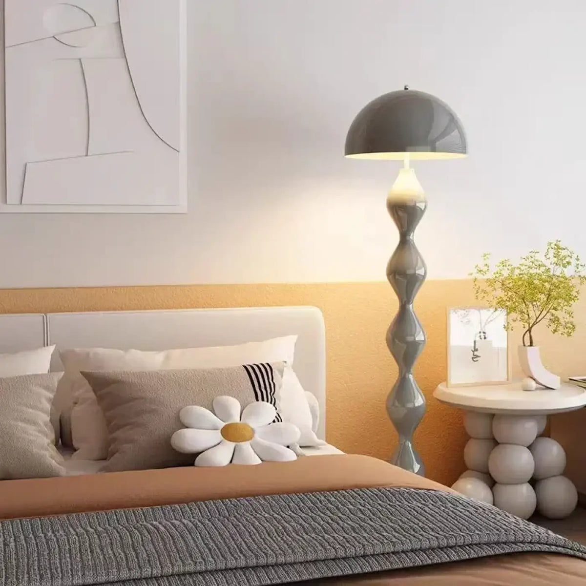 Lampadaire à corps ondulé, cinq coloris, blanc chaud ou froid