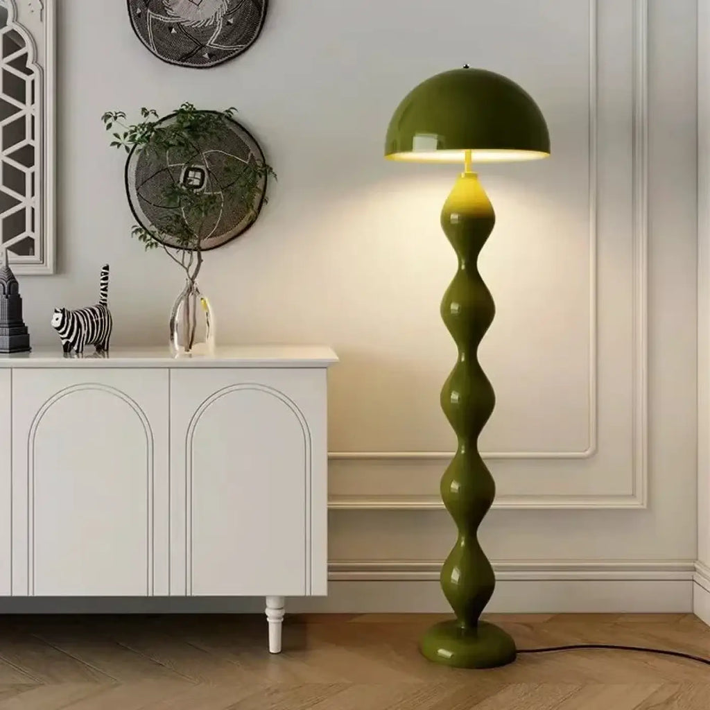 Lampadaire à corps ondulé, cinq coloris, blanc chaud ou froid