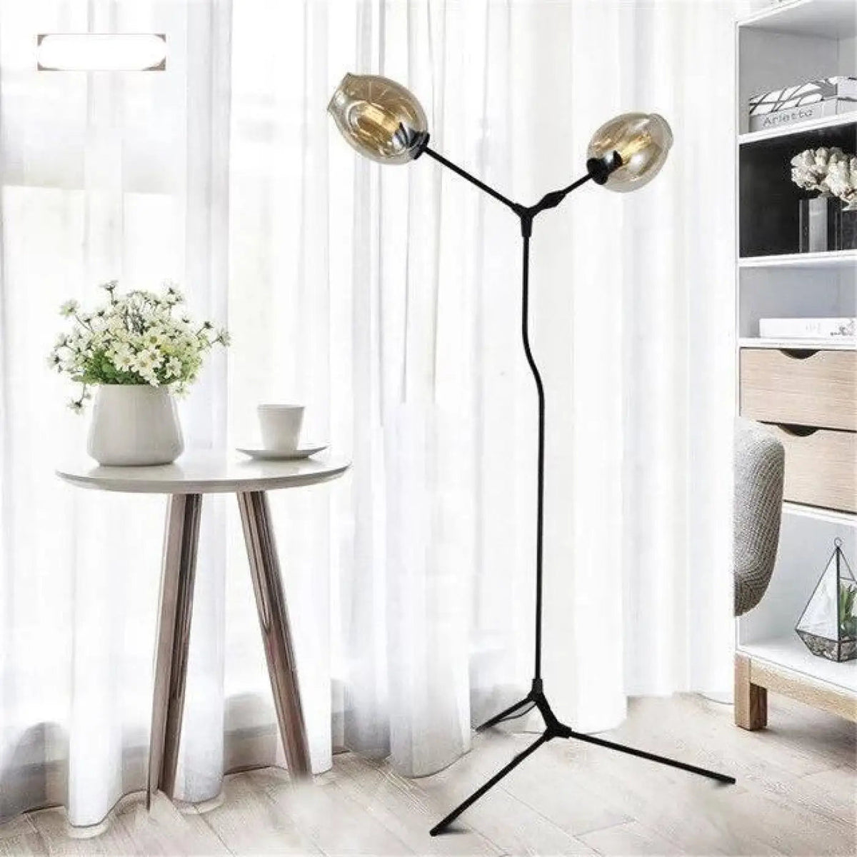 Lampadaire en verre soufflé, noir, bronze, blanc ou transparent, bronze