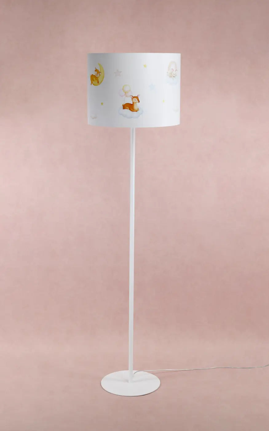 Lampadaire enfant au faon sur un nuage, 150 cm, pied métal