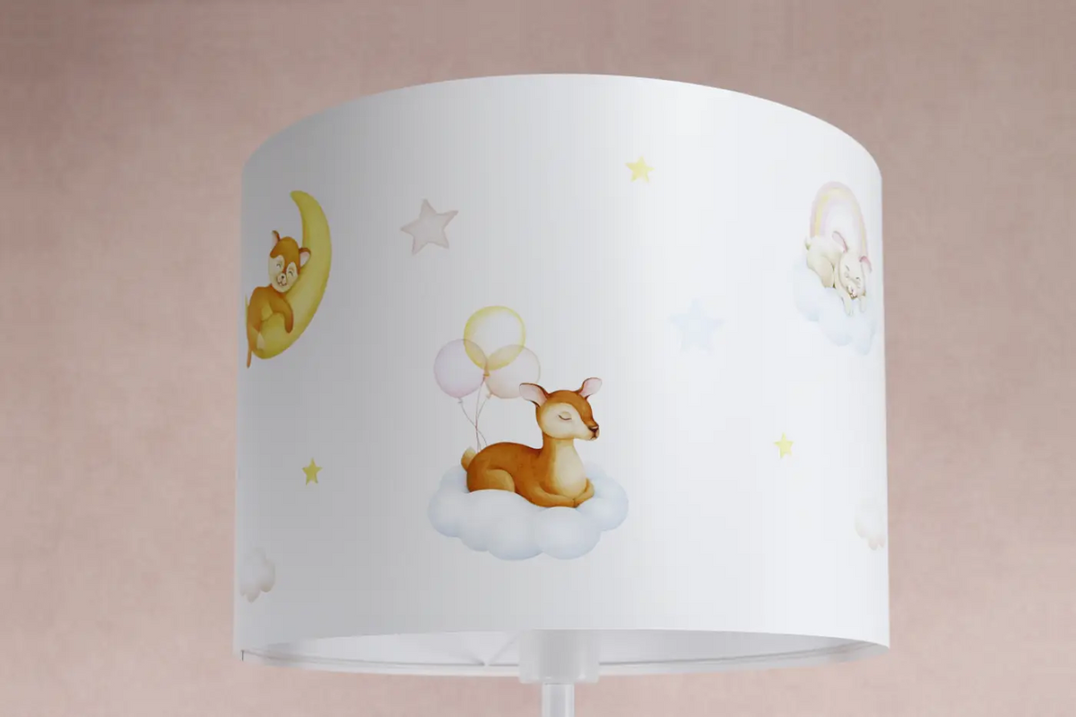 Lampadaire enfant au faon sur un nuage, 150 cm, pied métal