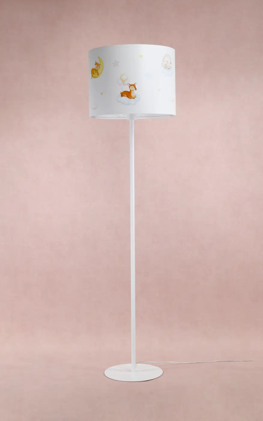 Lampadaire enfant au faon sur un nuage, 150 cm, pied métal