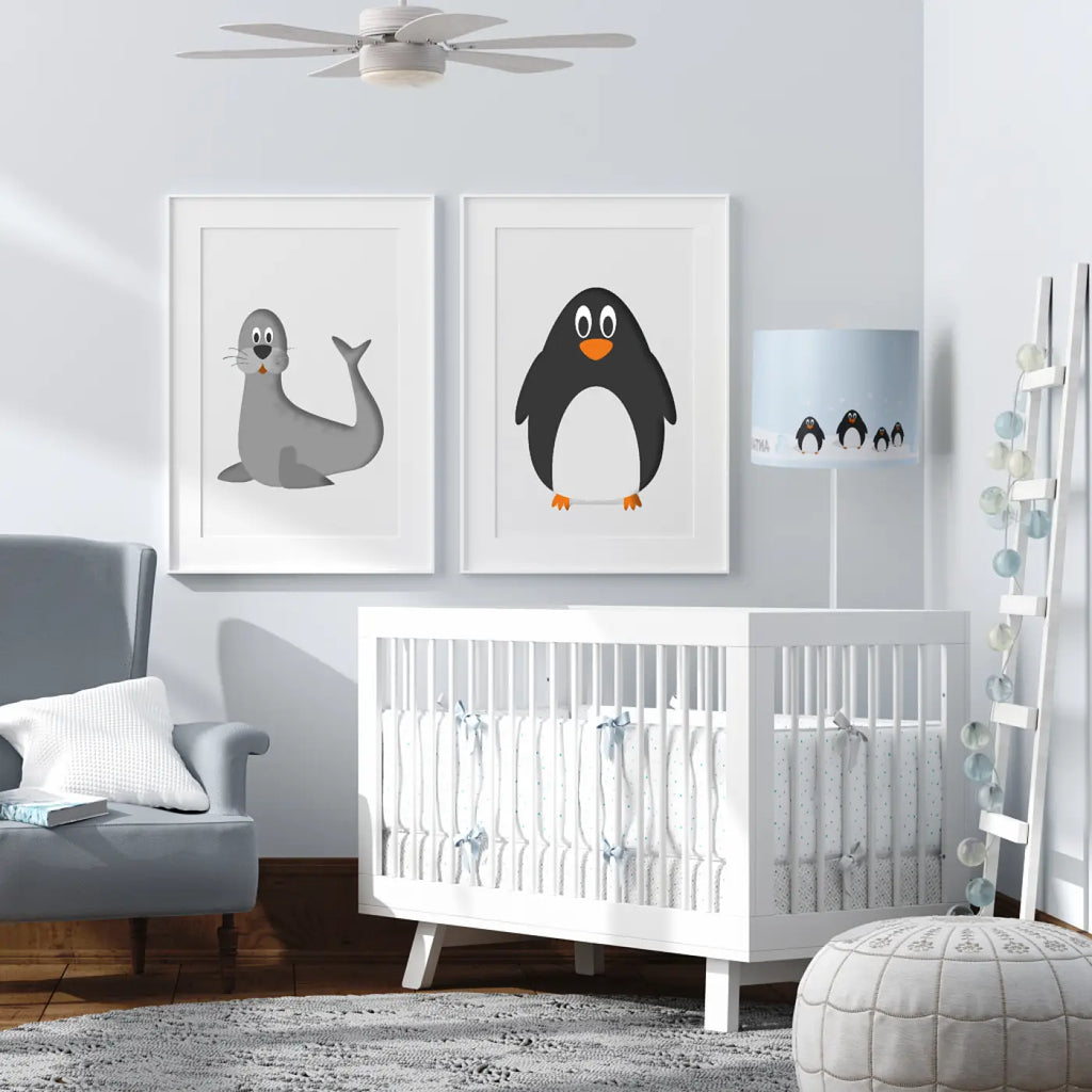Lampadaire enfant banquise, pingouin et phoque, 150 cm