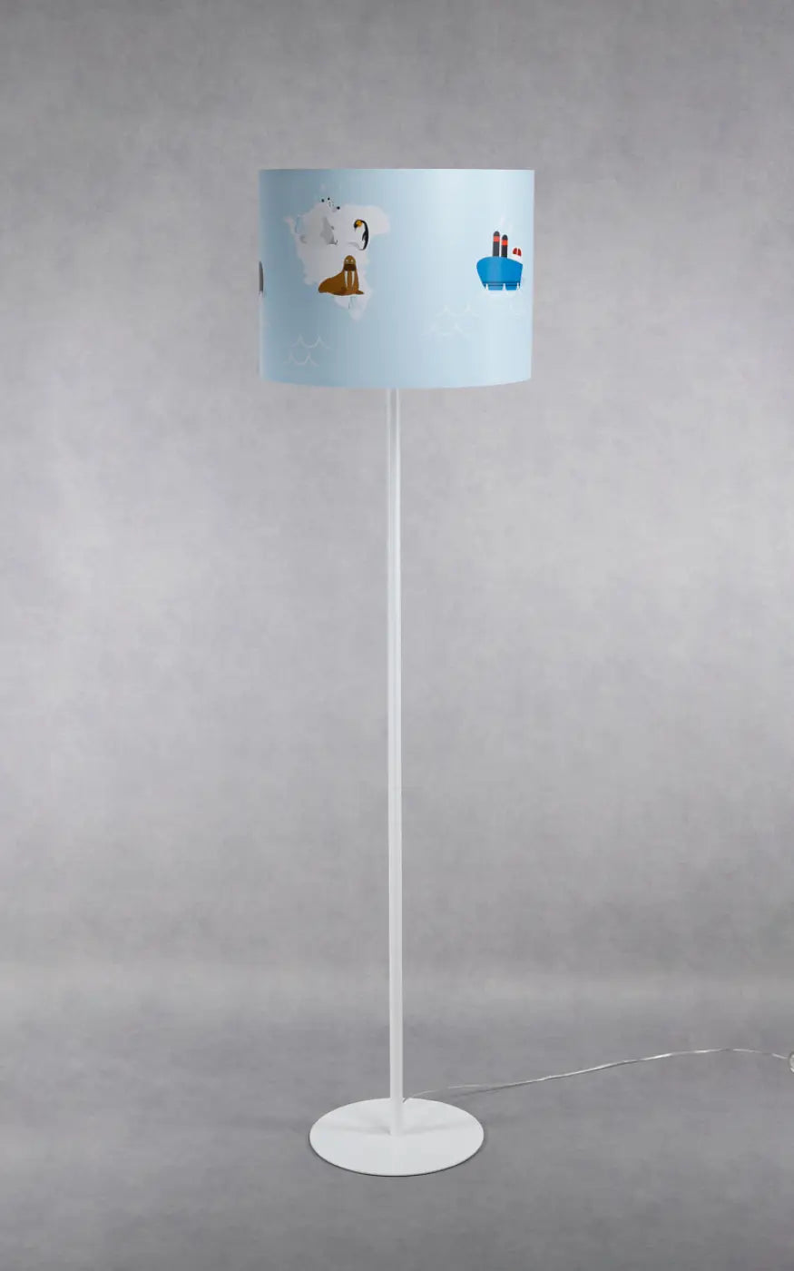 Lampadaire enfant bleu, ours polaire et bateau dans les glaces