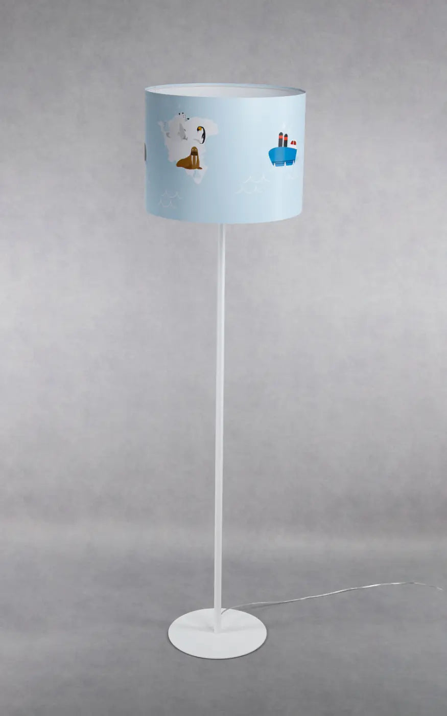 Lampadaire enfant bleu, ours polaire et bateau dans les glaces