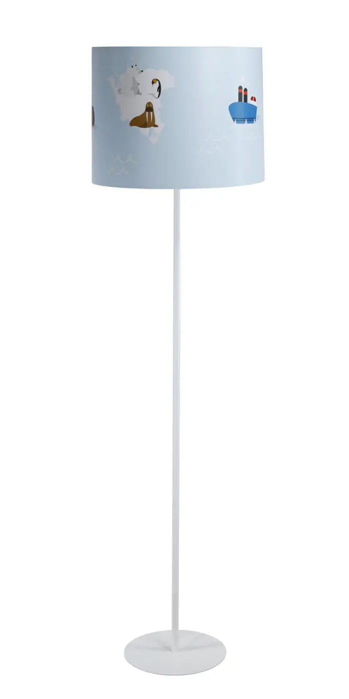Lampadaire enfant bleu, ours polaire et bateau dans les glaces