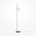 Lampadaire à globe opalin orientable, acier argent ou cuivre, argenté