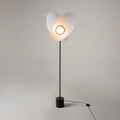 Lampadaire LED à deux abat-jour en tissu blanc, pied noir