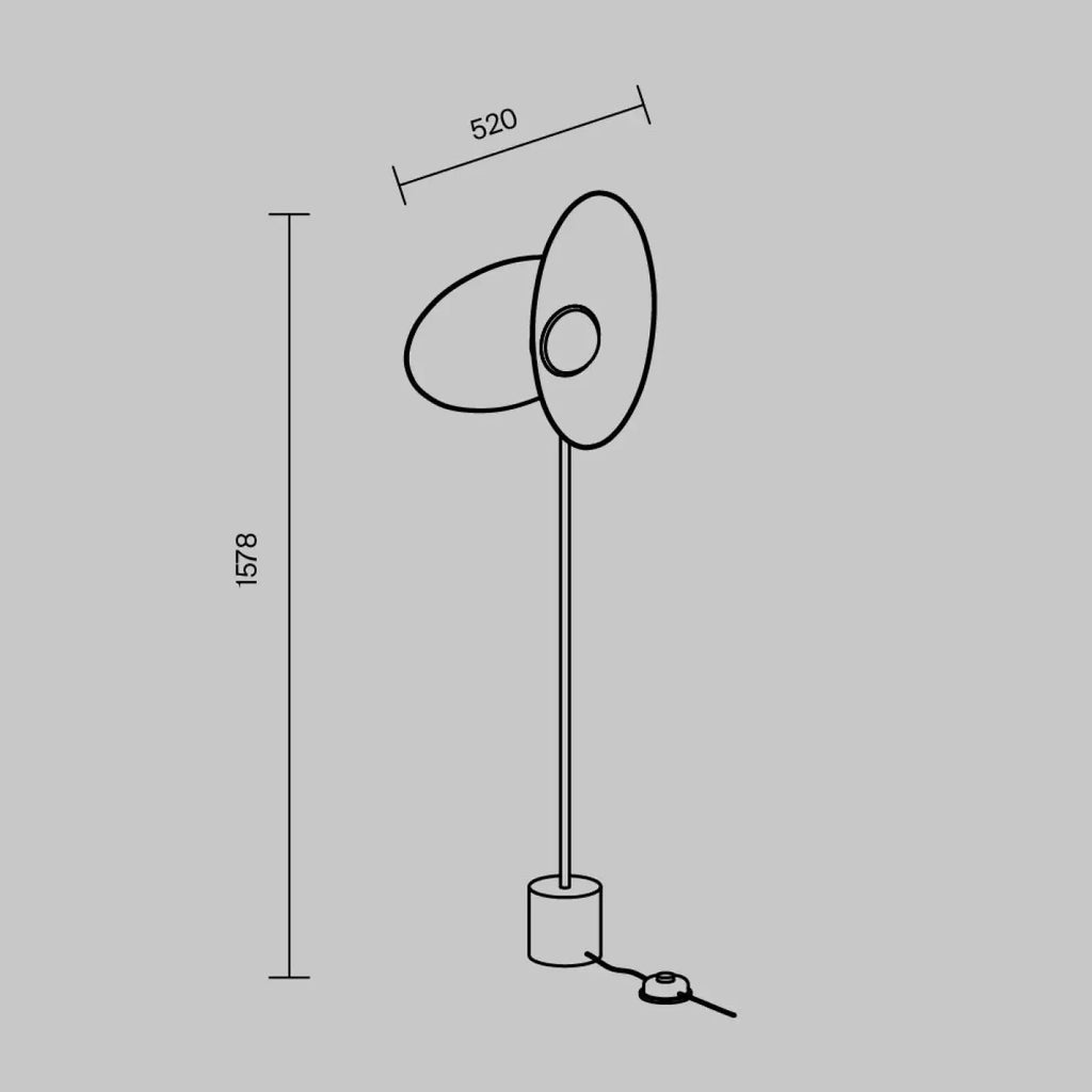 Lampadaire LED à deux abat-jour en tissu blanc, pied noir
