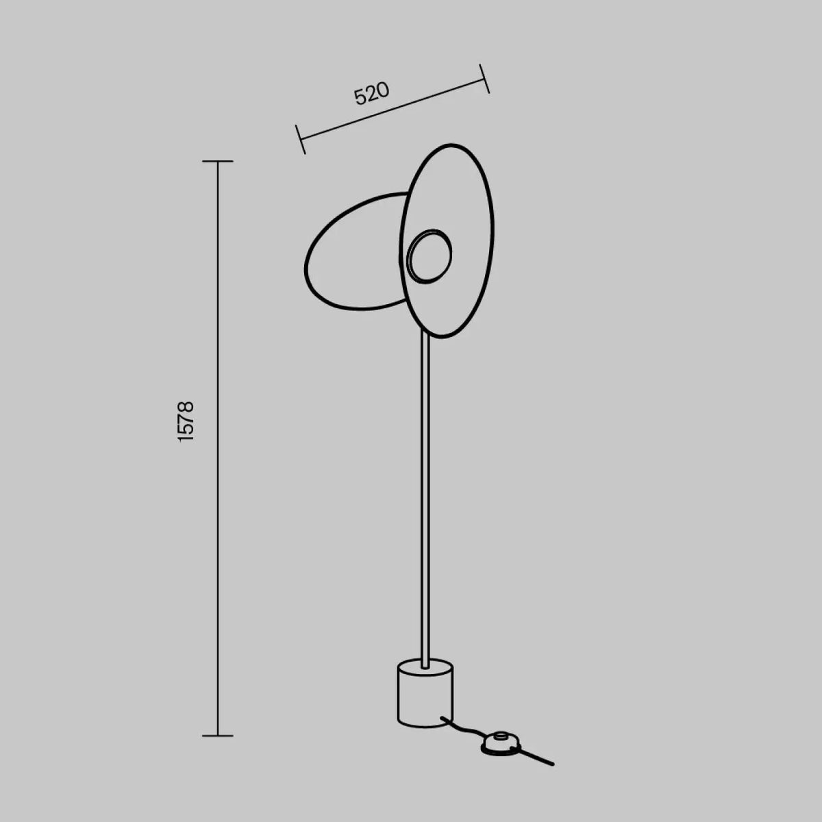 Lampadaire LED à deux abat-jour en tissu blanc, pied noir