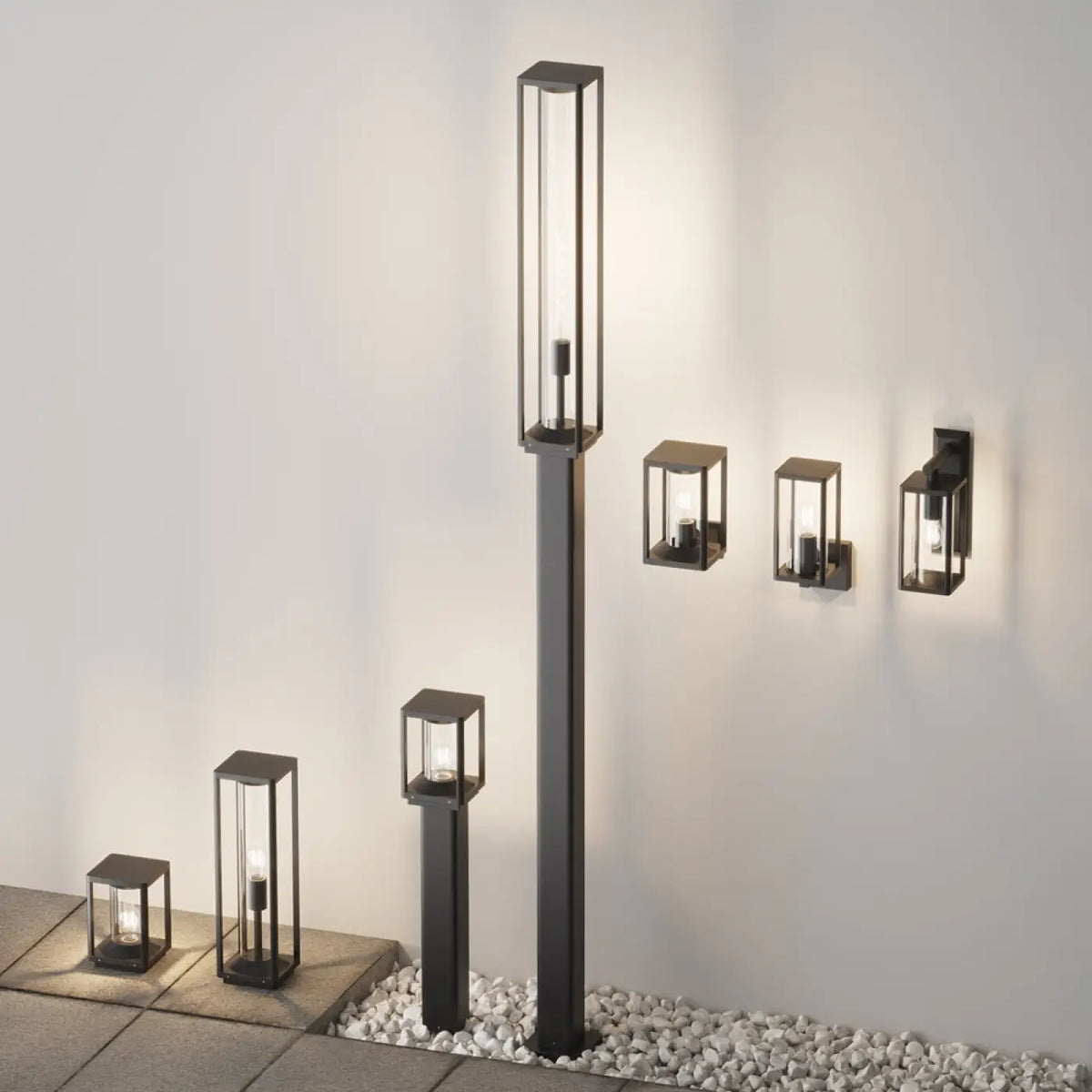 Lampadaire extérieur style loft en aluminium graphite, 75 ou 220 cm