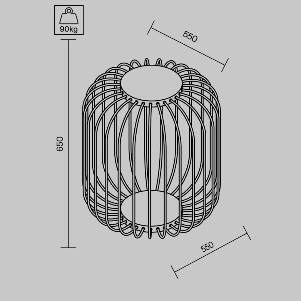 Lampadaire extérieur LED en fil d'acier noir ajouré, 65 cm
