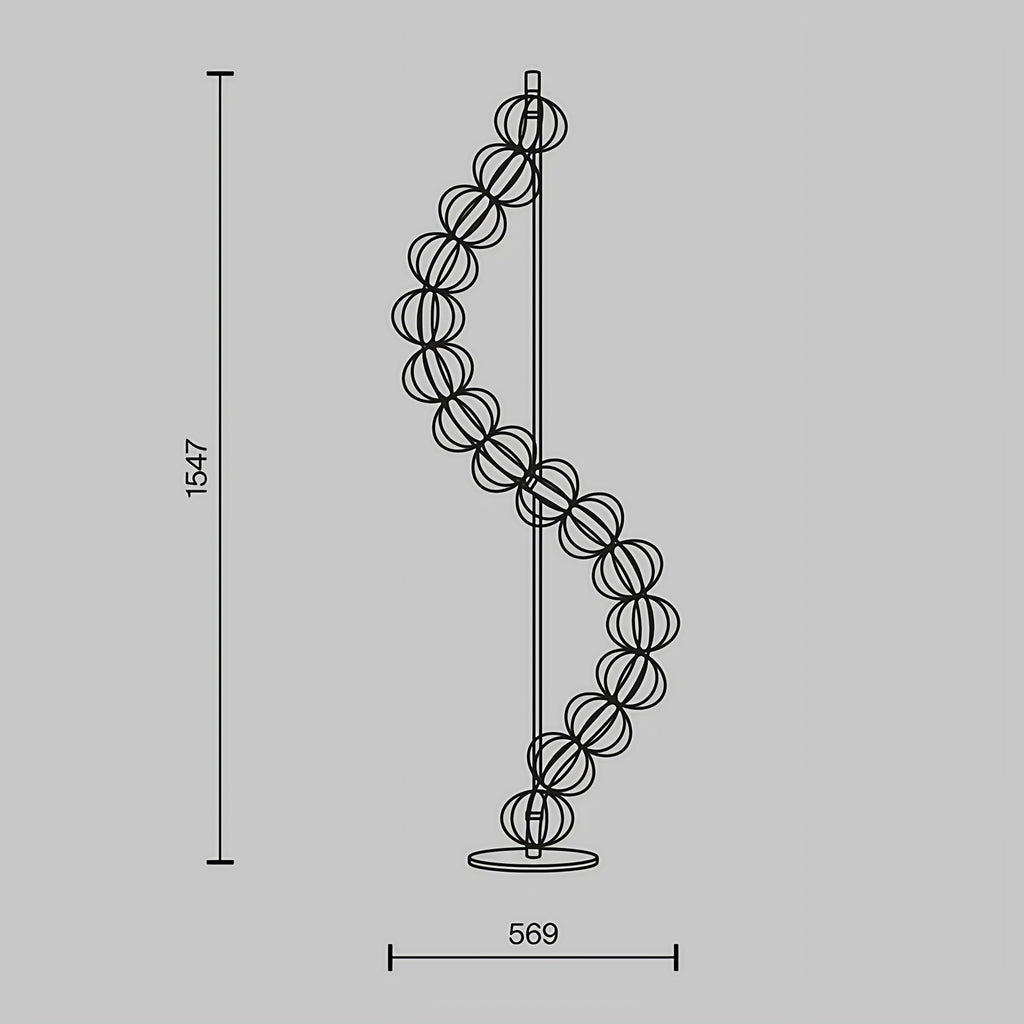 Lampadaire LED en cage de tiges d'acier doré, 155 cm