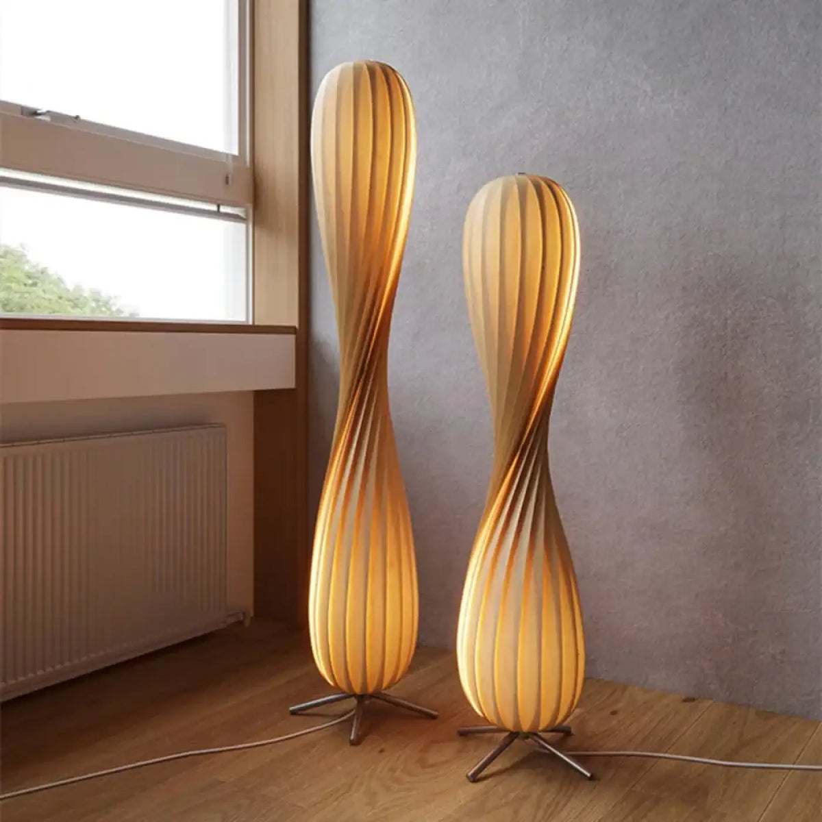 Lampadaire japonais en bois torsadé, taille S ou M