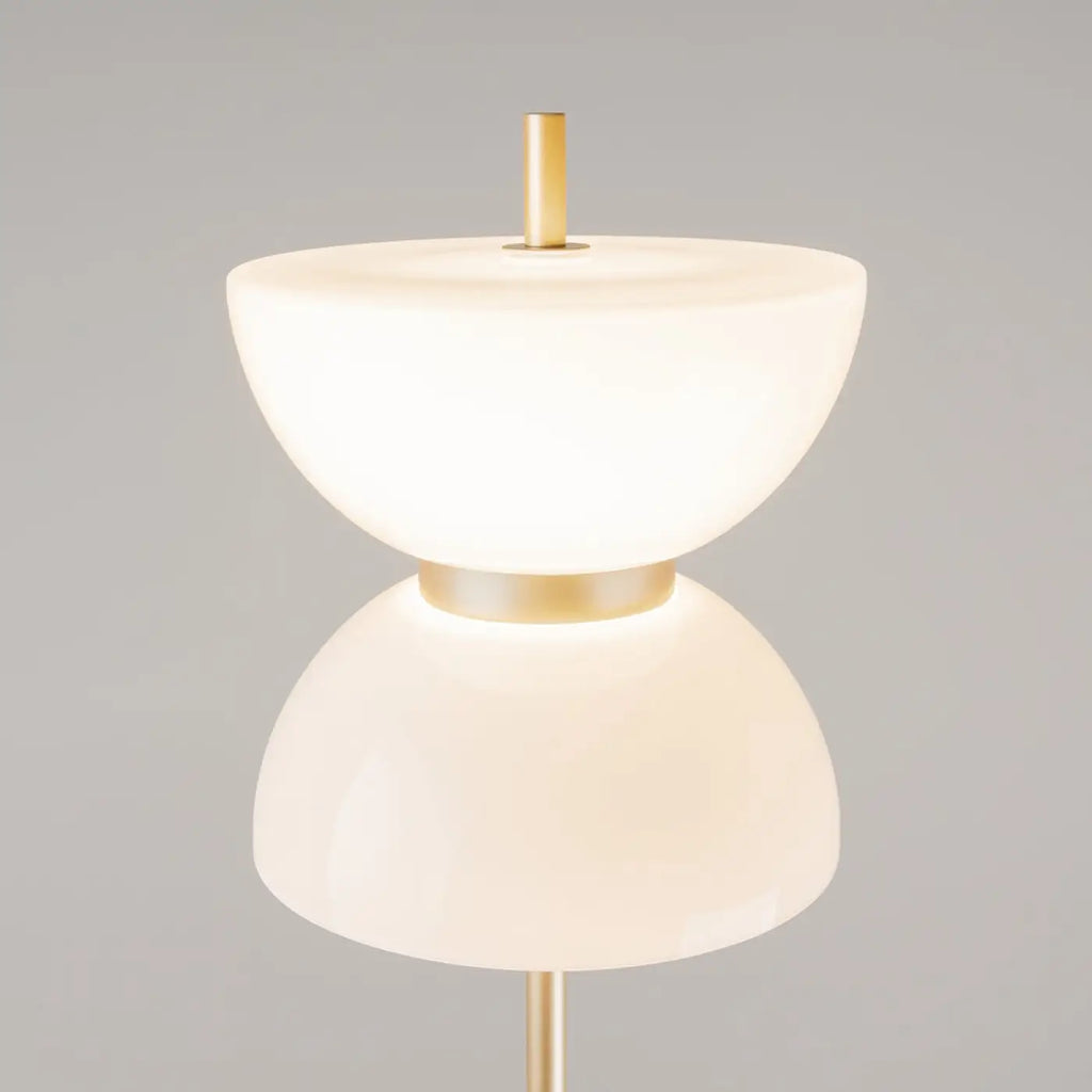 Lampadaire LED globe opalin sur base effet marbre, 145 cm
