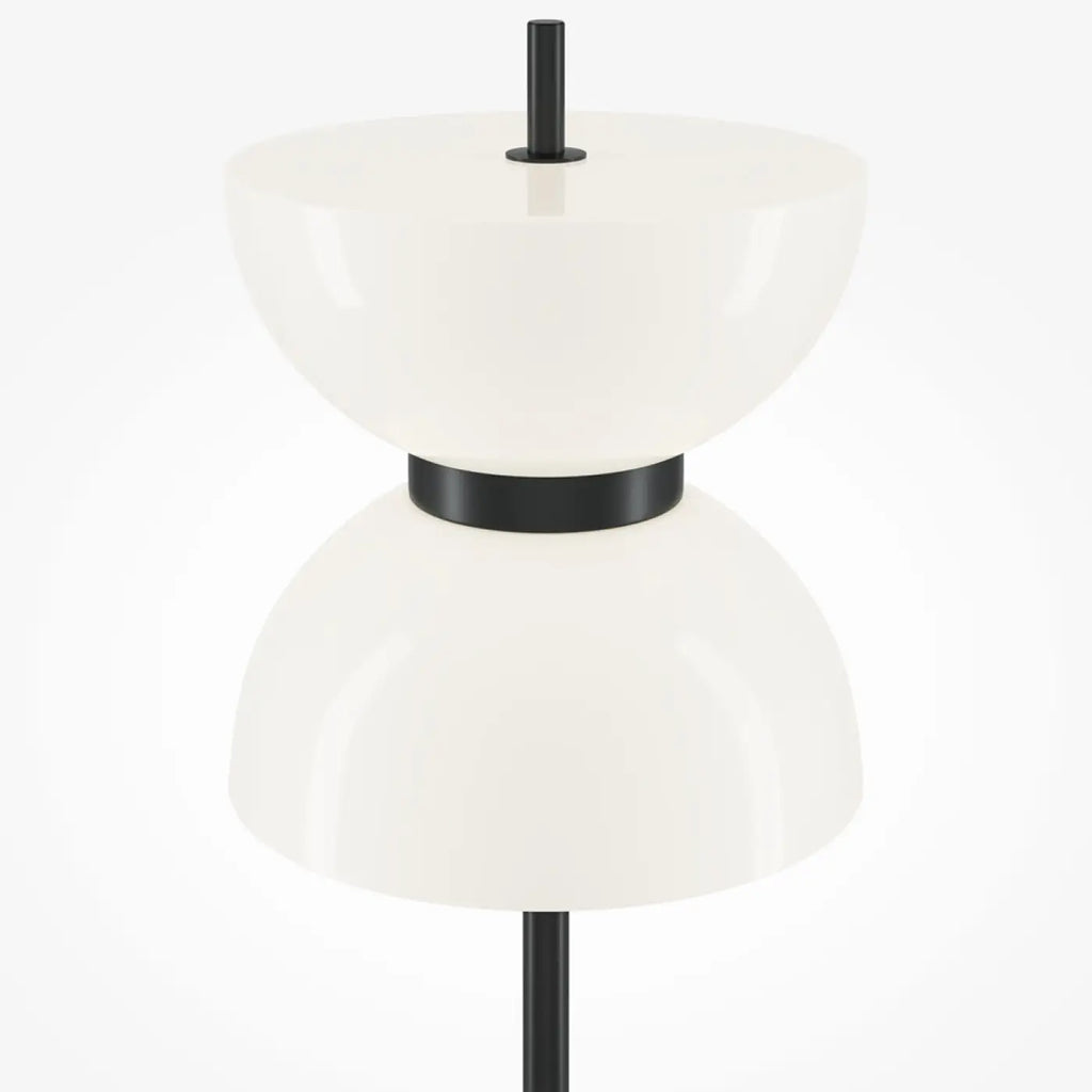 Lampadaire LED globe opalin sur base effet marbre, 145 cm, noir