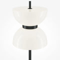 Lampadaire LED globe opalin sur base effet marbre, 145 cm, noir