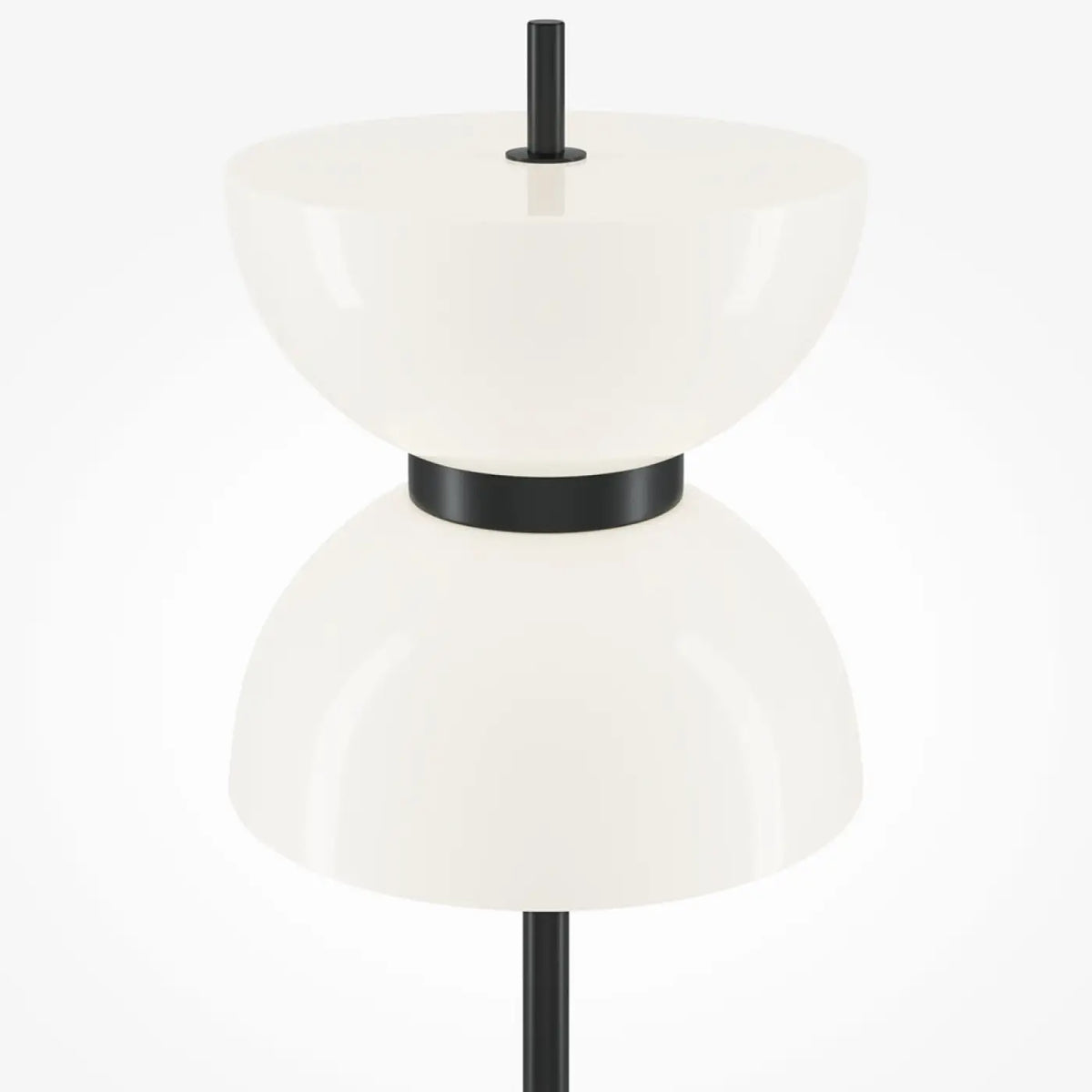 Lampadaire LED globe opalin sur base effet marbre, 145 cm, noir