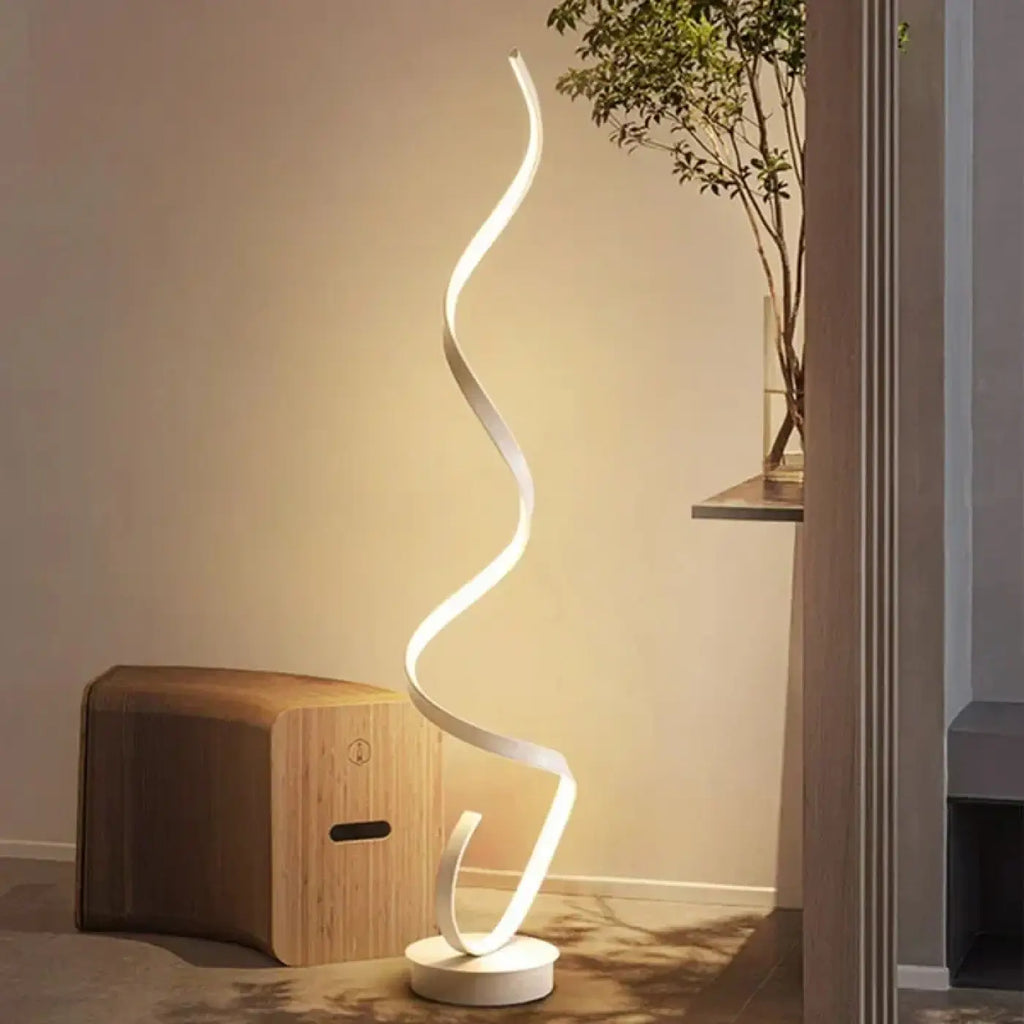 Lampadaire LED ondulé minimaliste, noir ou blanc