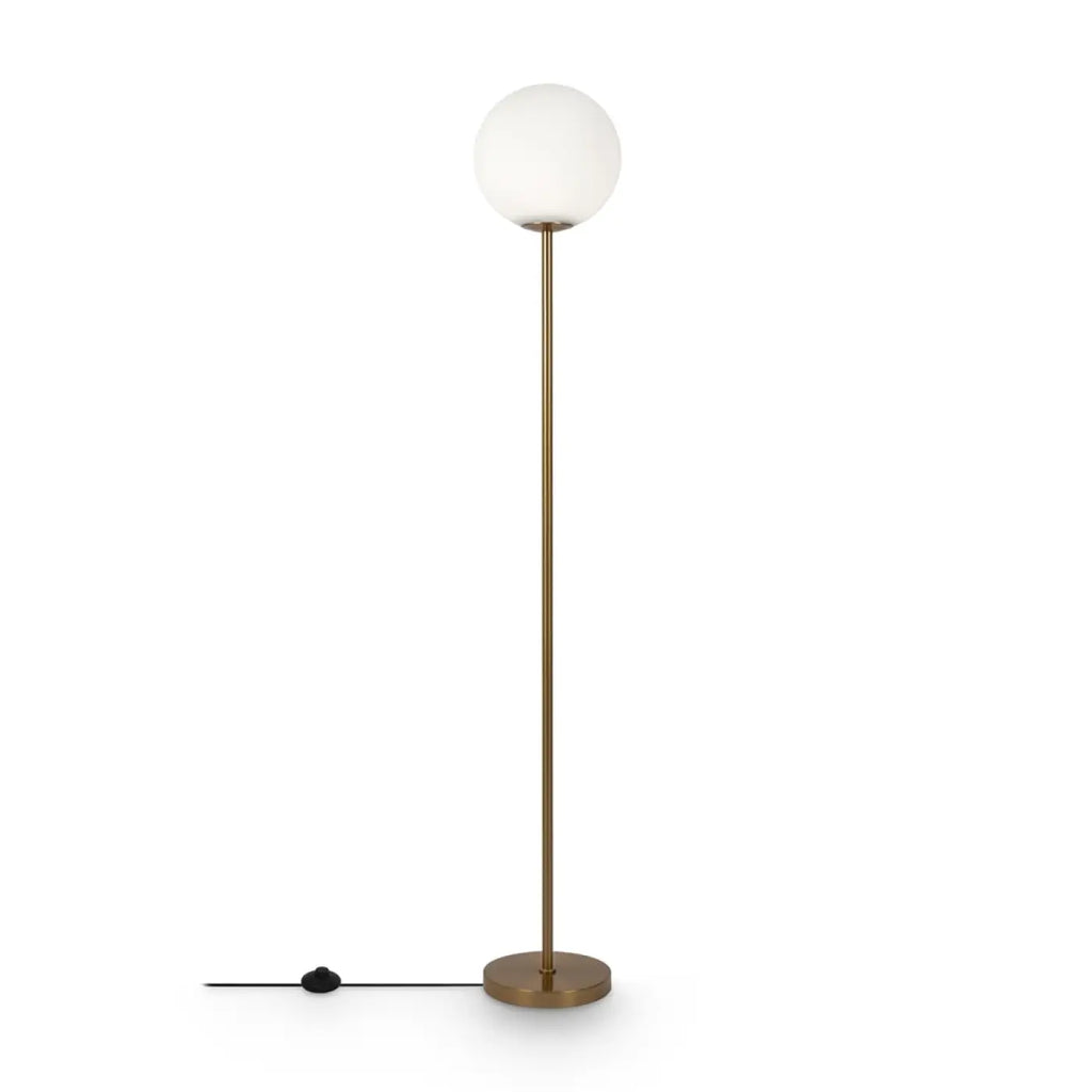 Lampadaire LED à globe opalin décentré, 155 cm, noir ou doré
