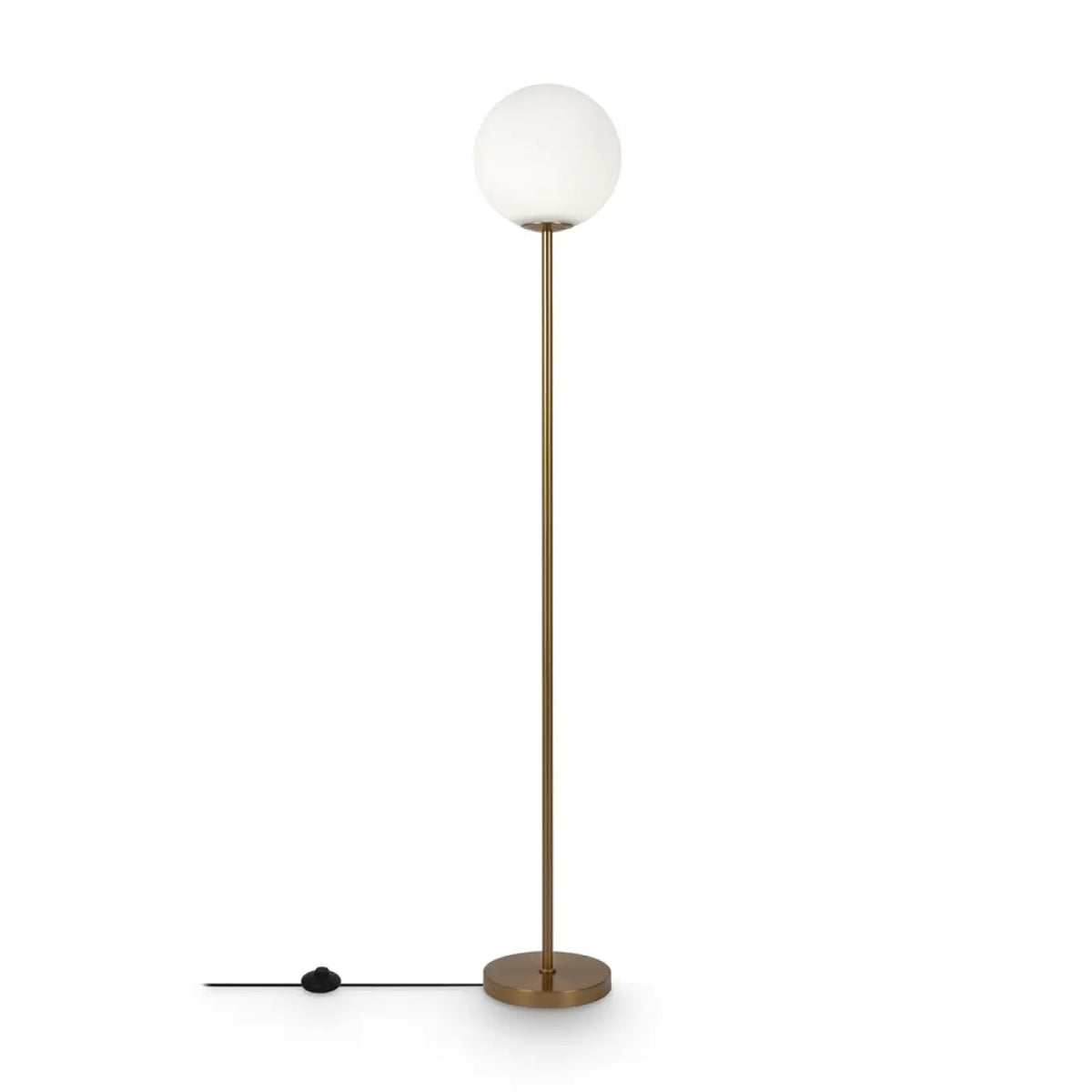 Lampadaire LED à globe opalin décentré, 155 cm, noir ou doré