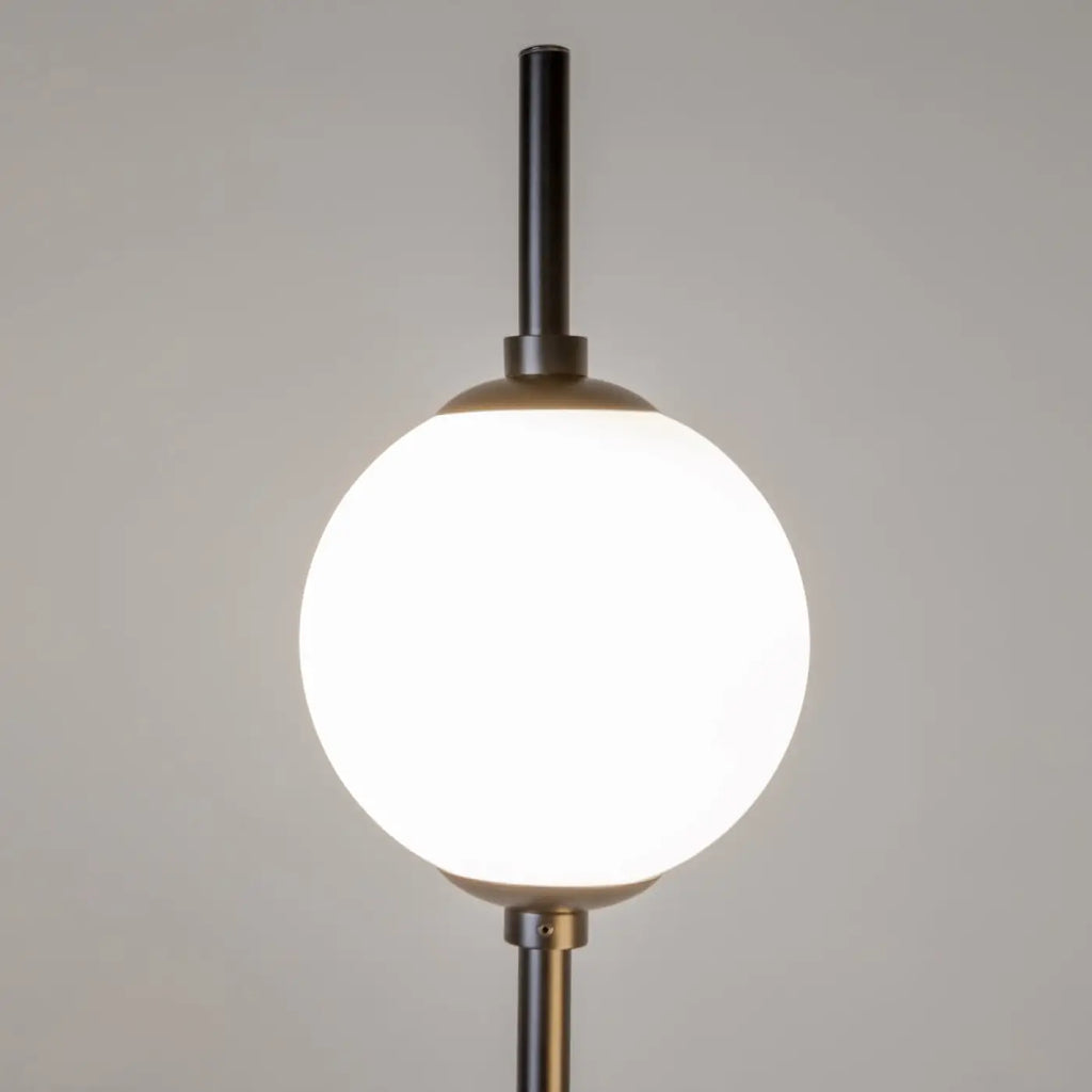 Lampadaire LED à deux globes en verre, 150 cm, noir ou doré