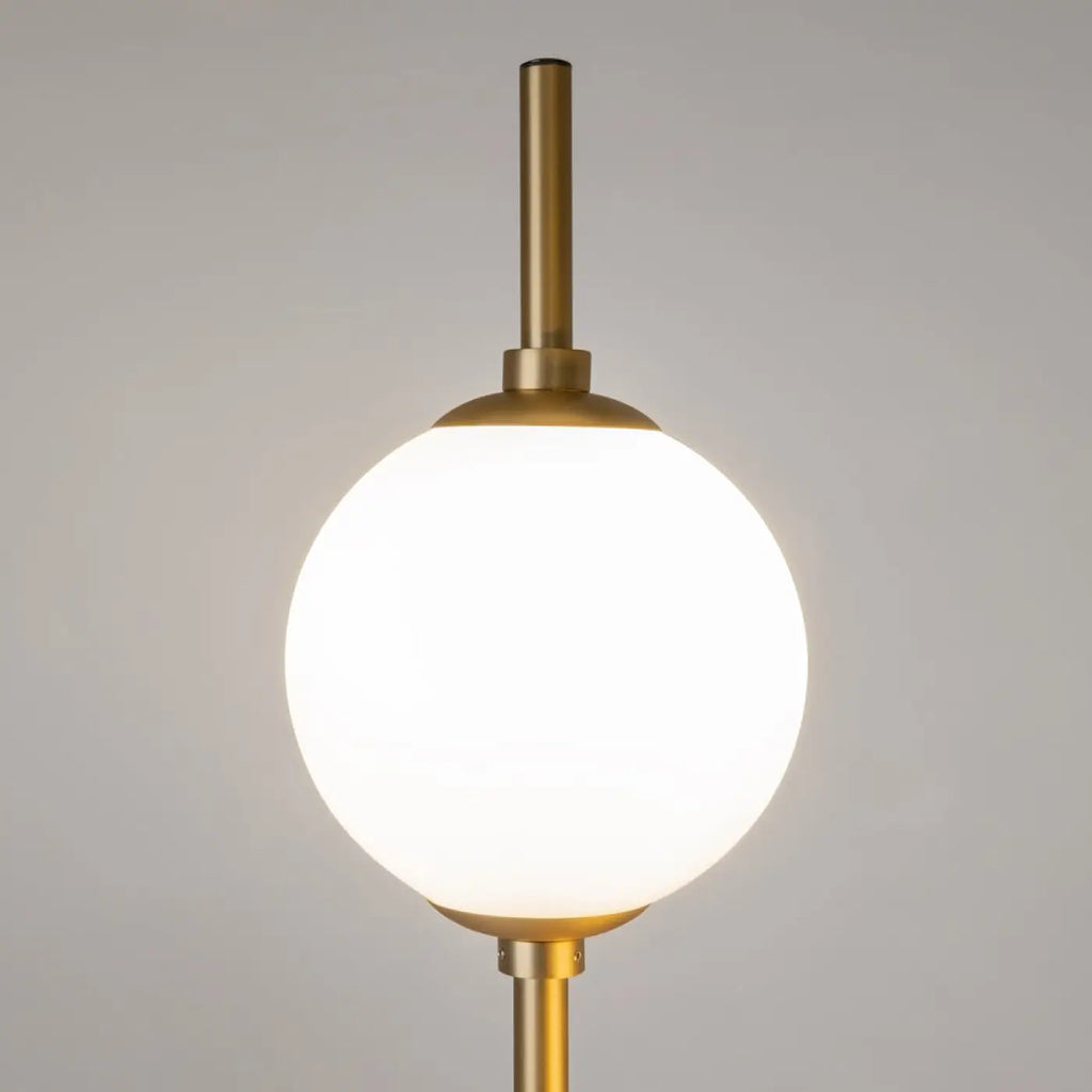 Lampadaire LED à deux globes en verre, 150 cm, noir ou doré